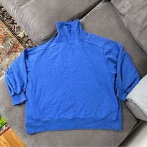 LIT Active Whisper Oversized Turtleneck XL Blue Sweatshirt Puff Sleeves Top